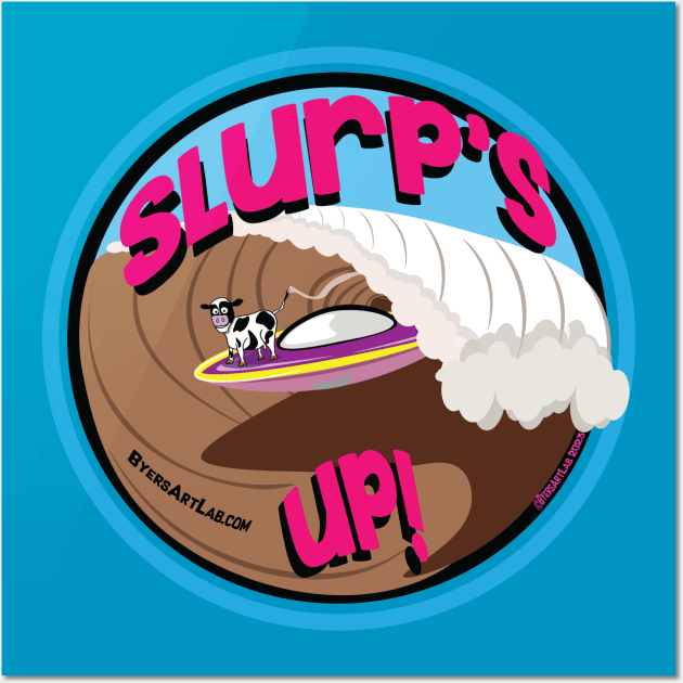 Slurp's Up lil Cow dude! Wall Art by ByersArtLab